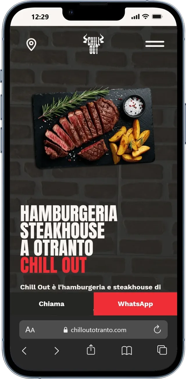 Lo stesso sito di Chill Out visto da telefono
